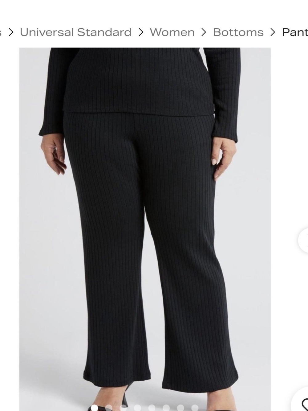 Universal Standard Pants Black Ribbed Pull On Bootcut Stratch Classic